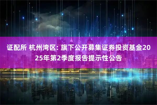 证配所 杭州湾区: 旗下公开募集证券投资基金2025年第2季度报告提示性公告
